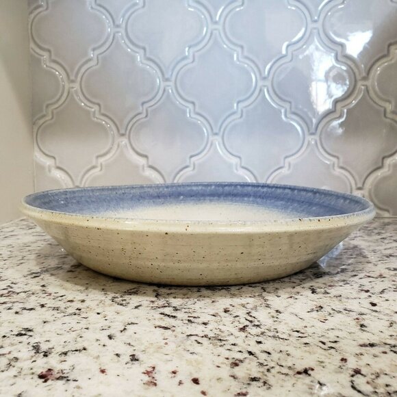 Vintage Milligan RP Pottery Stoneware Serving Chip and Dip Bowl Set Blue Speckle - Picture 3 of 12